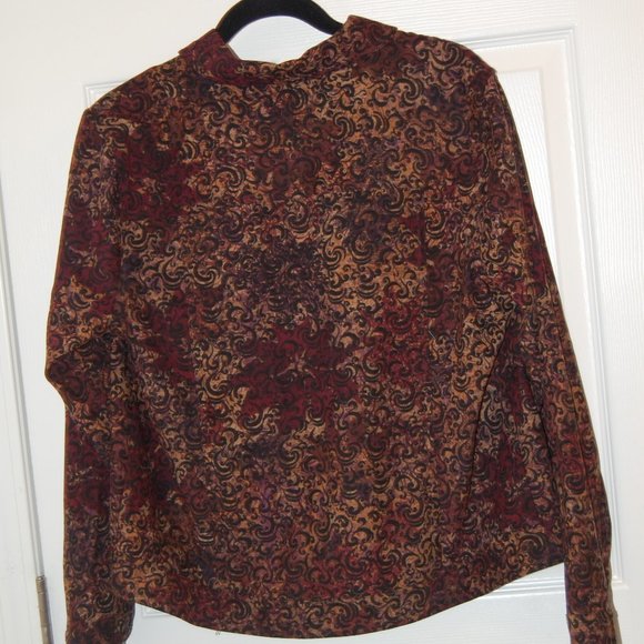 Christopher & Banks Women's Brown/Black/Burgundy Pattern 6 Button Jacket Size L - Picture 6 of 9